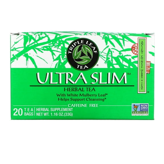 Triple Leaf Tea, Ultra Slim, Herbal Tea, With White Mulberry Leaf, Caffeine-Free, 20 Tea Bags, 1.16 oz (33 g) Pack of 2
