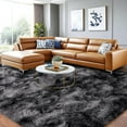 thumbnail image 3 of Fluffy Carpet for Living Room, Furry Carpet for Teen, Shaggy Rug for Nursery Room, Black Grey Fuzzy Plush Rug for Dorm 6x9 Feet, 3 of 8