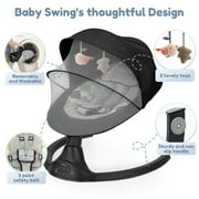 Electric Baby Swing, Caveen Infant Swing Rocker with Remote Control, 5 Sway Speeds, Bluetooth Music, Black