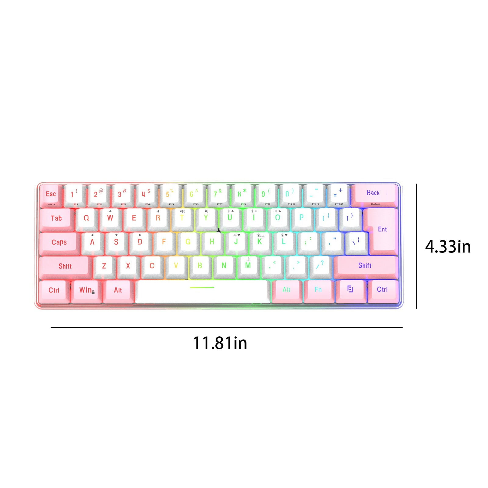 EGYMEN Mechanical Keyboard, Compact Gaming Keyboard with Mechanical Switches, Ergonomic Wired RGB Backlit Keyboard for Office and Gaming, 61 Keys PC Keyboard with Type-C Cable