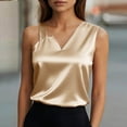thumbnail image 3 of Otntypg Women's Silk Satin Camisole Tank Tops Trendy Solid Color Dressy Casual V Neck Pleated Sleeveless Tunic Blouses Summer Business Work Shirts Beige L, 3 of 9