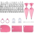 thumbnail image 1 of K Kits de 34 Piezas de Boquillas para Manga Pastelera, Stainless con 48 Boquillas de Acero Inoxidable, Cake Decoration Tool, Manga pastelera Reutilizable, 3 Raspadores de Pastel (Rosa Roja), 1 of 4
