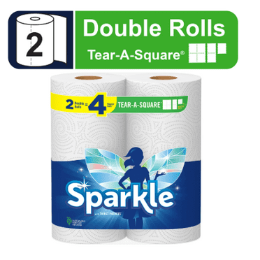 Sparkle Tear-a-Square Paper Towels, 2 Double Rolls (110 2-ply sheets)