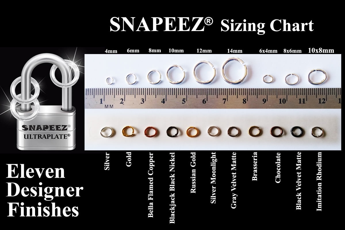 Snapeez II ULTRAPLATE Imitation Rhodium Hard Open Jump Ring 12mm Heavy Gauge (Pk 25). Made in USA.