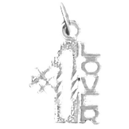 18K White Gold #1 Lover Saying Pendant - 17 mm