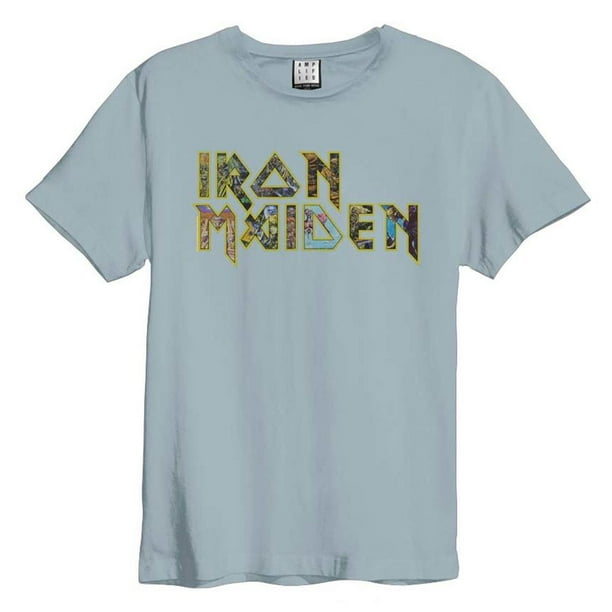 Amplified - Camiseta Eddies Logo Iron Maiden para Adultos Unisex (Azul Extraño)