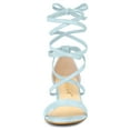thumbnail image 2 of BLISSFUL STEP Women's Open Toe Lace Up Mid Chunky Heeled Sandals, 2 of 6