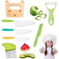thumbnail image 1 of Juego de 7 cuchillos de cocina de plástico para niños, cuchillos de seguridad de madera para niños, cuchillos de cocina para niños, cuchillos para frutas y verduras con bordes dentados, 1 of 5