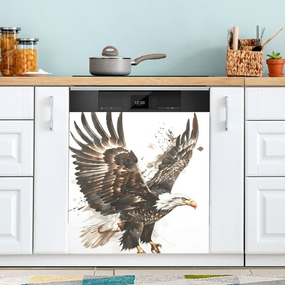 Watercolor Eagle Dishwasher Magnet Cover Magnetic Fridge Door Cover Home Kitchen Decor 23"x 26"
