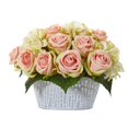 thumbnail image 1 of Nearly Natural A1112 Rose & Hydrangea Artificial Arrangement in Decorative Vase, 1 of 2