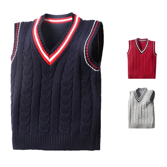 QWERTY Kids Boys Girls V Neck Sweater Vest Sleeveless School Uniform First Day of School Essential Size 6-7 Years