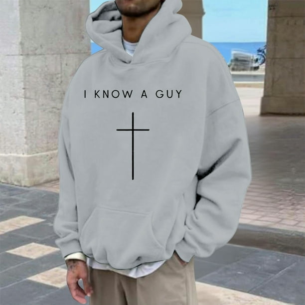 MHFRRA Sudadera con Capucha y Diseño de Jersey, Informal, Cómoda y Urbana para Creyentes Gris