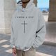 thumbnail image 1 of MHFRRA Sudadera con Capucha y Diseño de Jersey, Informal, Cómoda y Urbana para Creyentes Gris, 1 of 3
