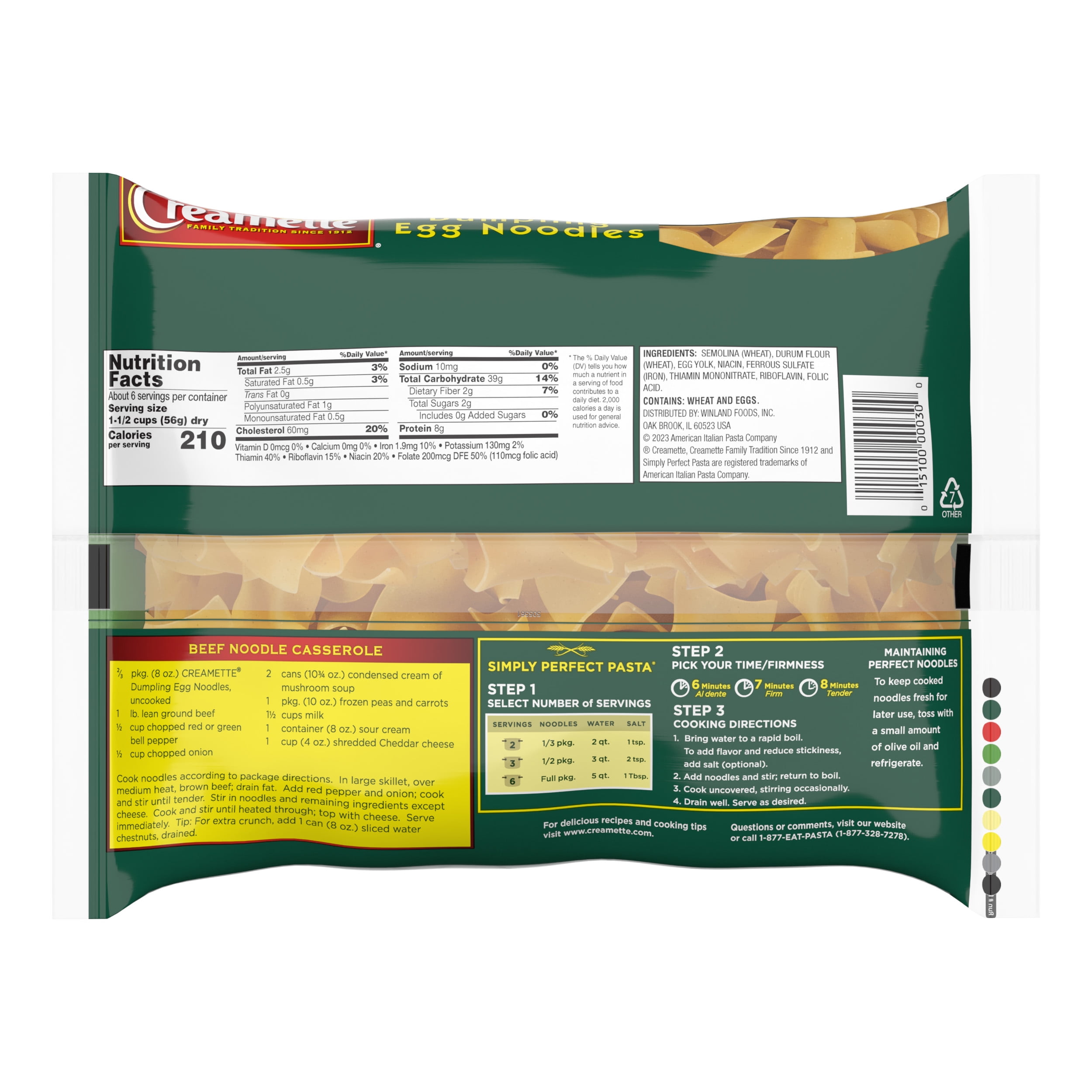 Creamette Dumpling Egg Noodle Pasta, 12-Pack (12 oz Each) – Thick, Hearty Egg Noodles for Soups, Stroganoff & Casseroles