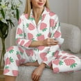 thumbnail image 6 of Pofeuu Strawberry Print Womens Pajamas Set Long Sleeve Sleepwear Button Down Nightwear Soft Pj Lounge Sets Button Down Pajamas Women-XX-Large, 6 of 7