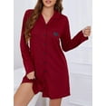 thumbnail image 3 of Diconna Chemise de Nuit pour Femme, Vêtement de Nuit à Manches Longues, Chemise de Nuit Boutonnée, Col à Revers, Robe de Nuit, 3 of 7