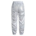 thumbnail image 2 of Xnihocha Kids Boys Girls Shiny Metallic Harem Pants Elastic Waistband Jazz Dance Trousers Loose Silver 130, 2 of 6