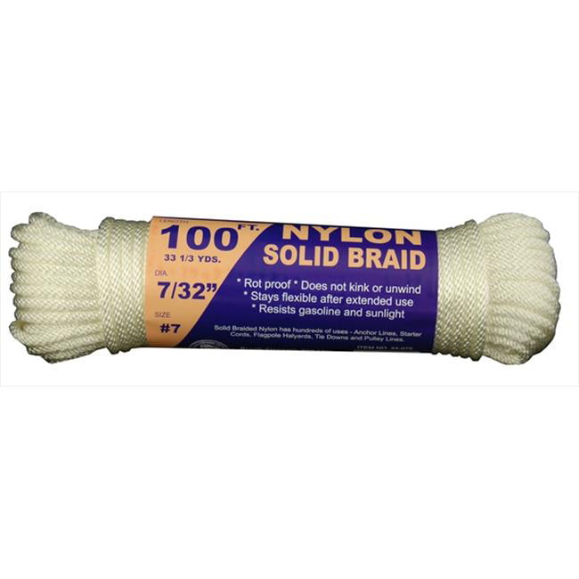 T.W Evans Cordage 44-060 3/16-Inch Solid Braid Nylon Rope 100-Feet Hank 