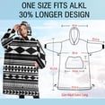 thumbnail image 4 of Oversized Wearable Blanket Hoodie,Black White Ethnic Pattern Sherpa Blanket Hoodie with Super Pockets,Super Warm Fuzzy Pullover for Women & Men, 4 of 6