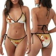 thumbnail image 3 of KLL Christmas Snowman Gift Print Bikini Set for Women,String Two Piece Halter Top Triangle Bikini Set with Tie Side Bottom Sexy Swimsuit Bathing Suits, 3 of 5