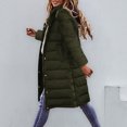 thumbnail image 4 of Women's Plus Size Long Hooded Puffer Coat, Solid Color Quilted Jacket, Mid-Calf Winter Coat, Warm Faux Fur Lined Coat, Loose Fit Outerwear Green L, 4 of 5