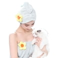 thumbnail image 1 of Falda de ducha absorbente de secado rápido para baño de spa y turbante para secar el cabello, juego de 2 piezas, 1 of 5