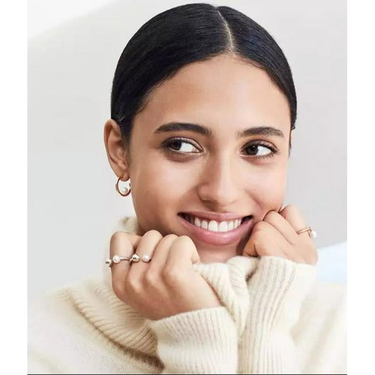 Pandora pearl hoop earrings outlet