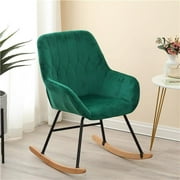 LuxenHome Upholstered Green Velvet Rocking Chair