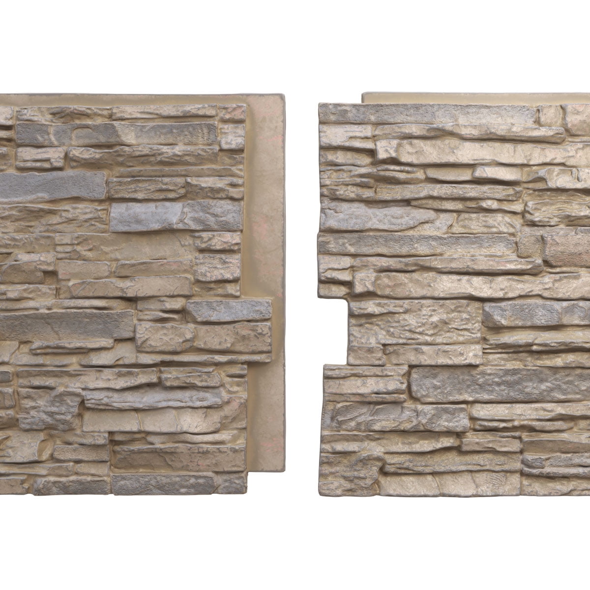 Ekena Millwork 45 3/4"W x 24 1/2"H x 1 1/4"D Canyon Ridge Stacked Stone, EverStone Faux Stone Siding Panel, Rockwall