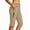E_ Khaki, variant on PWPSG Womens High Waist Denim Bermuda Shorts, Wide Leg Cut with Frayed Hem, Washed Vintage Fabric for Street Style Outfits Blue XL