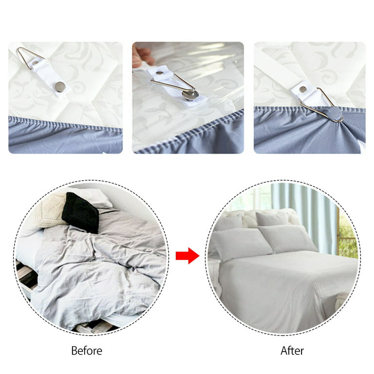 EUWBSSR 4Pcs Bed Sheet Holder Straps,Bed Sheet Fastener,Bed Sheet Clips,Bed  Sheet Straps,Adjustable Non-slip Suspenders for Bed Sheets Mattress Covers