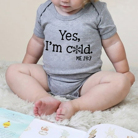 

DAETIROS Silky Daily Jumpsuit Cute Letter Funny Print Toddler Baby Girl Rompers Gray