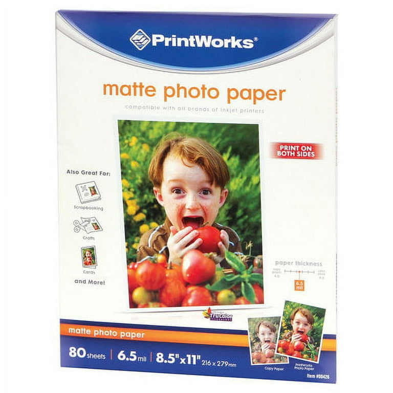 Printworks Matte Photo Paper, 6.5mil, 8.5 x 11, 80 Sheets 