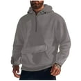 thumbnail image 2 of pstuiky Camisas para hombre de manga larga, Sudadera informal de polar con bolsillo y cremallera para hombre, de manga larga, color liso, con capucha camisetas de hombre m, 2 of 7