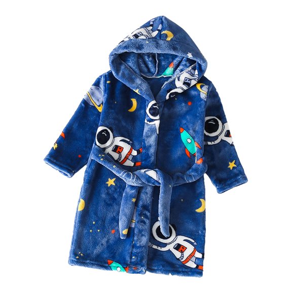 YTDSCS Kids Baby Hooded Bathrobe Girls Boys Cartoon Warm Flannel Robes for Toddler Soft Comfort Fall Winter Sleepwear for Boys Girls Size 2-8T