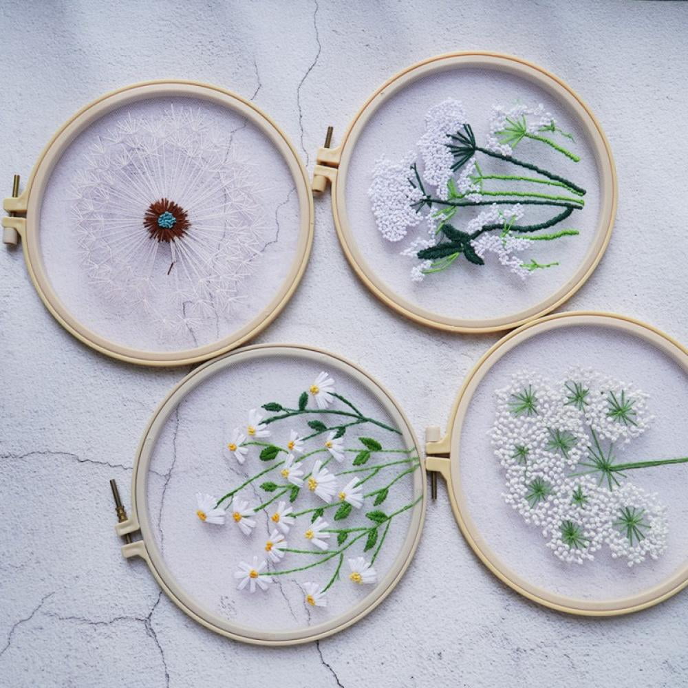 Embroidery Starter Kit Diy Chinese Style Three-dimensional Transparent Yarn Embroidery Hand Embroidery Material Package + 22CM Embroidered Shed