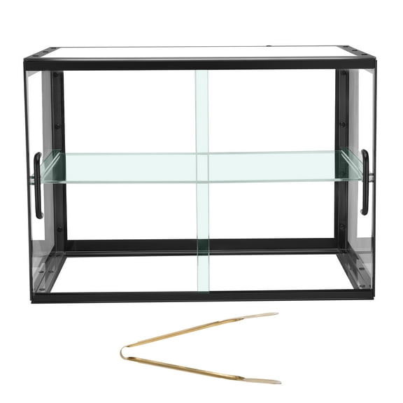 KFFKFF 2-Tier Countertop Pastry Display Case, Clear Acrylic Bread Box for Kitchen, Party Cake Cabinet with Sliding Door for Cookies, Desserts, and Donuts, 21.7" x 15.2" x 15.4"