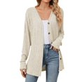 thumbnail image 2 of Light Weight Cardigan for Women Open Front Coat Long Sleeve Fashion Soft Knit Fall Spring Cardigans Stretchy Lightweight Sweater Beige 2XL, 2 of 8