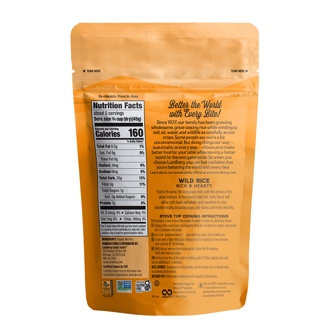 Lundberg Family Farms, Organic Wild Rice, 25 lb Bag
