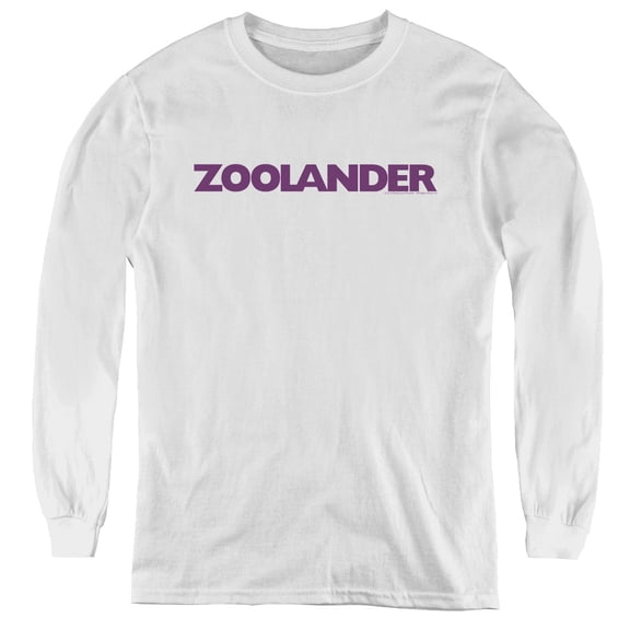 Zoolander Logo Youth Long Sleeve T-Shirt Tee White