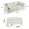 thumbnail image 6 of 76.7" Sectional Sofa Couch, Modern Upholstered Loveseat Sofa with Ottoman & Pillows, 2 Seater L-Shaped Sectional Couch Deep Seat Chenille Fabric Sofa for Living Room Apartment Small Space, White, 6 of 6