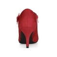 thumbnail image 2 of BLISSFUL STEP Women's Pointed Toe Bow Decor Stiletto Heel Ankle Boots Red 9, 2 of 8
