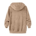 thumbnail image 4 of Tiqkatyck Womens Long Sleeve Tops Women's Plus Size Solid Color Sweatershirt Hooded Pullover Warm Wool Plush Coat Zipper Top Trench Coats for Women Khaki, 4 of 4