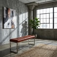 thumbnail image 2 of Cortesi Home Livio Contemporary Narrow Tufted Bench, Brown Leather like Vinyl, 2 of 8