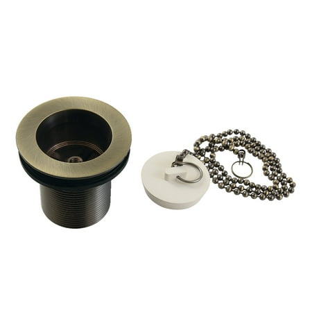 

Kingston Brass DSP20AB 1-1/2 Chain and Stopper Tub Drain with 2 Body Thread Antique Brass
