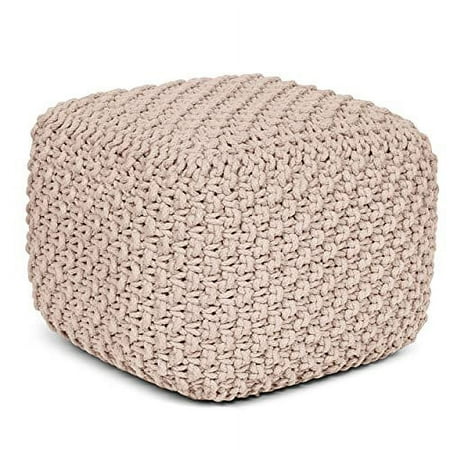 BirdRock Home Square Pouf Foot Stool Ottoman for Living Room & Bedroom - Natural