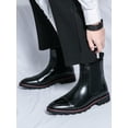 thumbnail image 3 of Men's Chelsea Boots Patent Leather Ankle Boots Fashion Pointed Toe High Top Boots For Streetwear, Business, Parties, Dancing, 3 of 4
