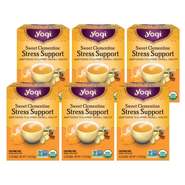 Yogi Tea Sweet Clementine Stress Support, Herbal Tea, Wellness Tea Bags