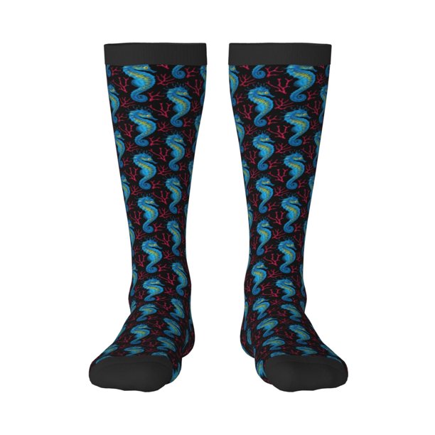 Balery Blue Seahorse Calcetines novedosos Calcetines deportivos Calcetines hasta la rodilla Calcetines de algodón Calcetines originales y geniales