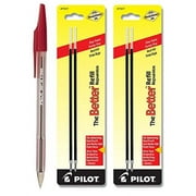 Pilot The Better Ballpoint Stick Pens, Fine Point Red Ink 1 Pen & 4 Refills